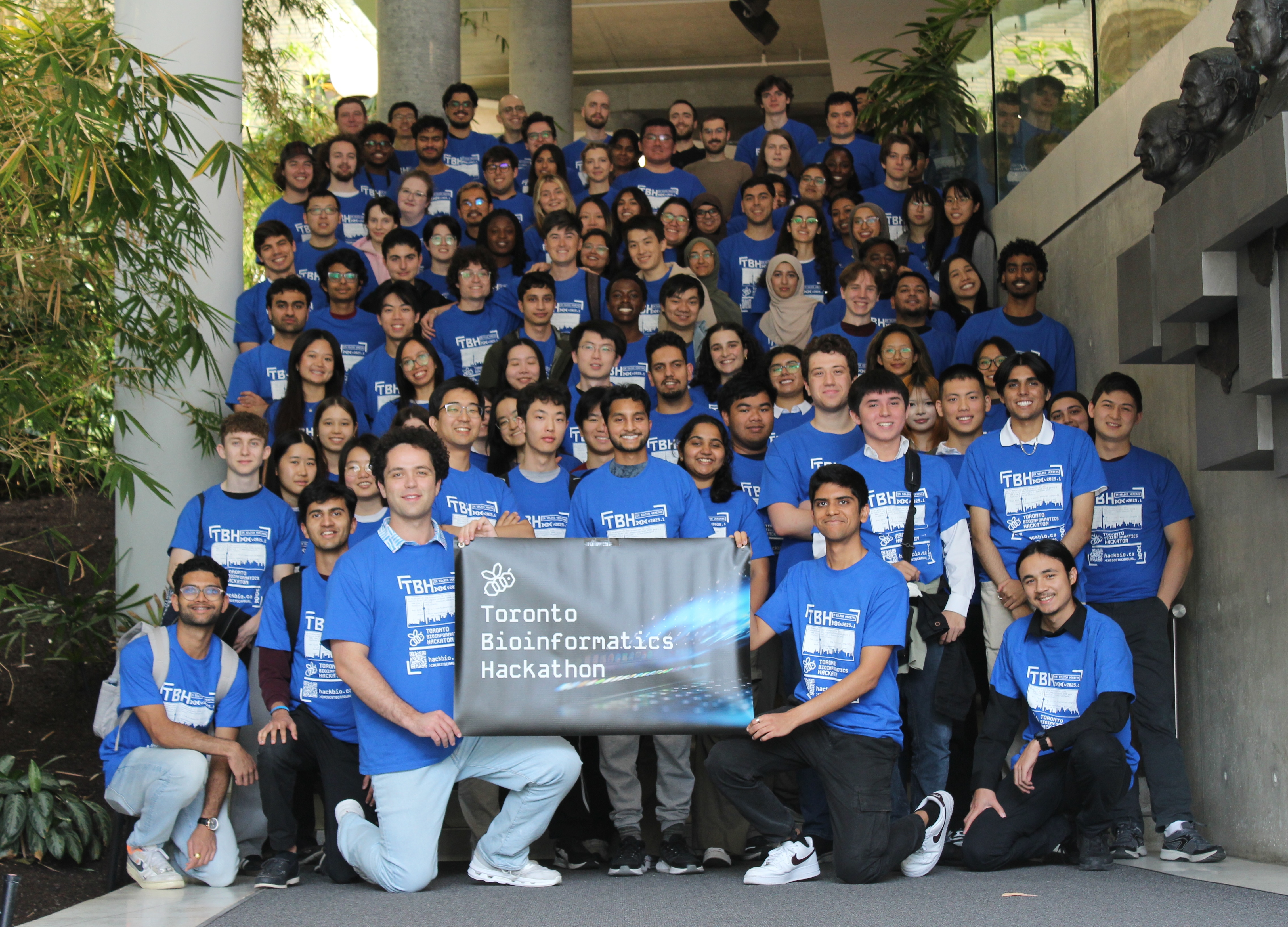 Group photo of 2025 hackathon participants, organizers, and judges